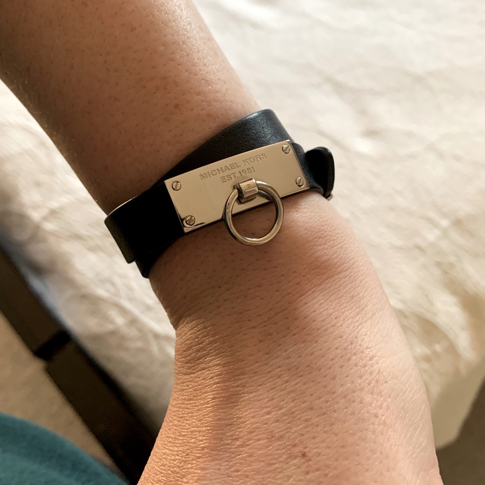 Black and Silver Leather Michael Kors bracelet